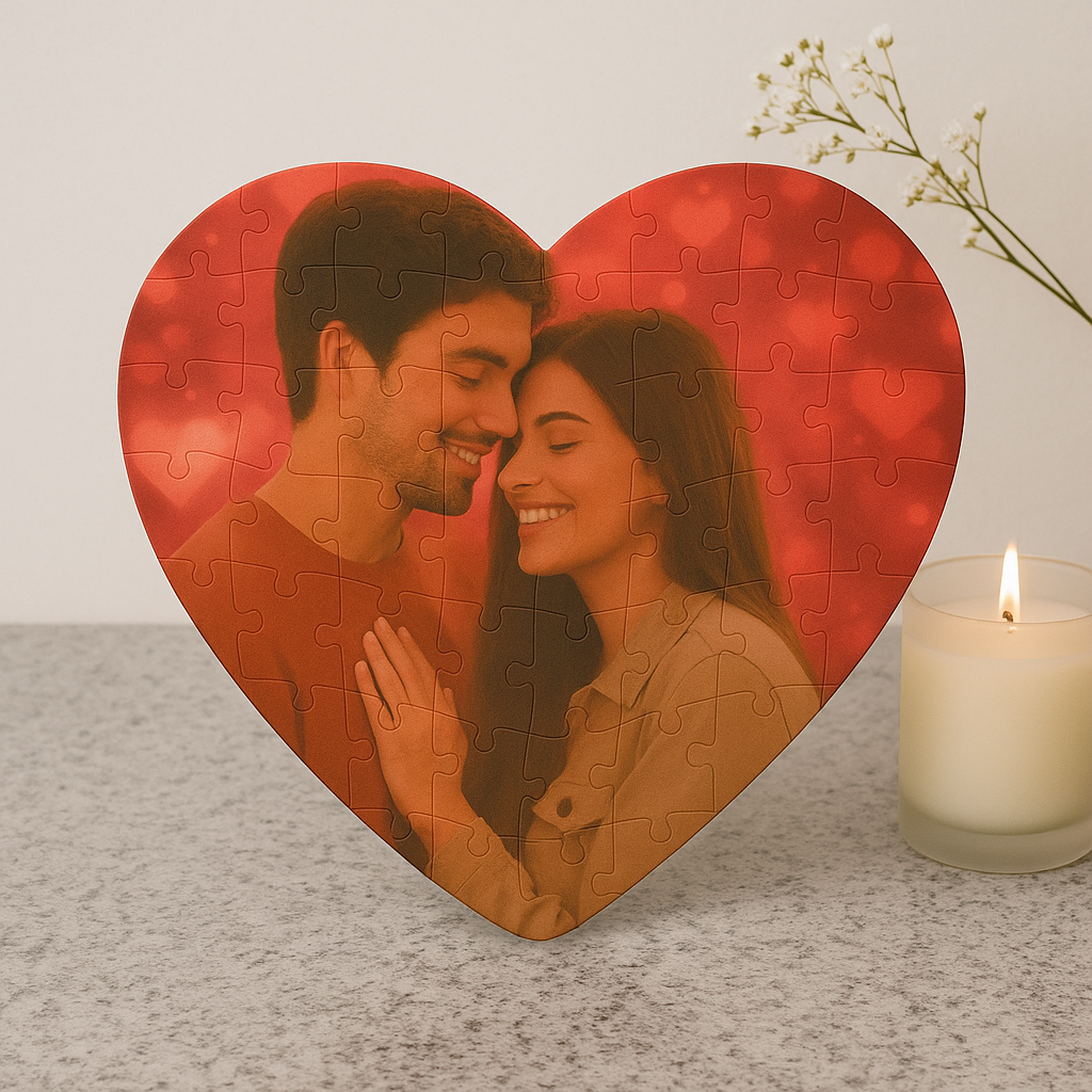 Puzzle Coração Personalizado com Foto – Presente Romântico para Casal
