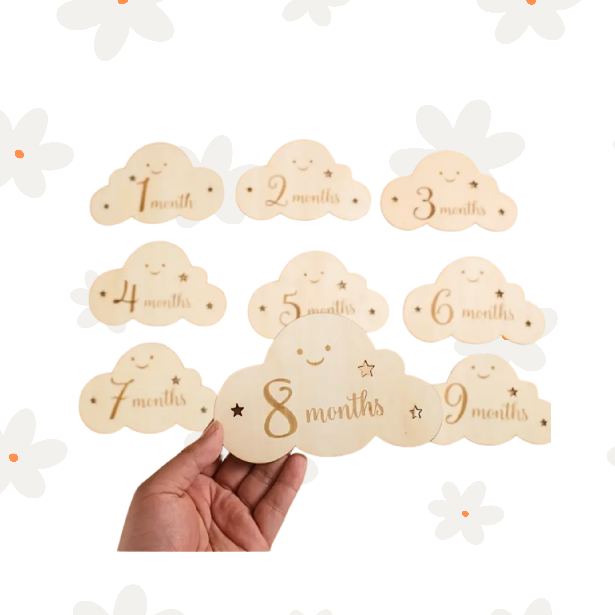 🌤️ Placas de Nascimento – Regista cada mês com ternura!