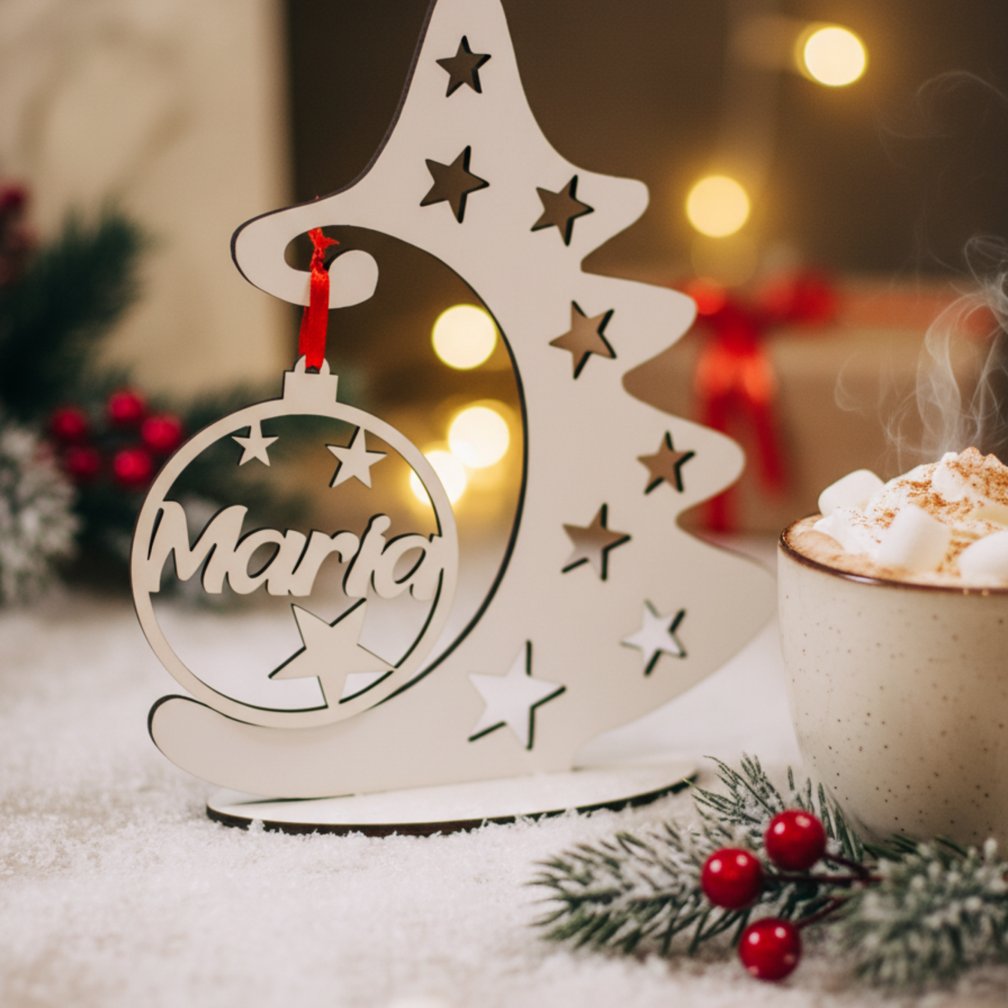Árvore de Natal Personalizada em MDF com Nome | Decoração de Natal Artesanal
