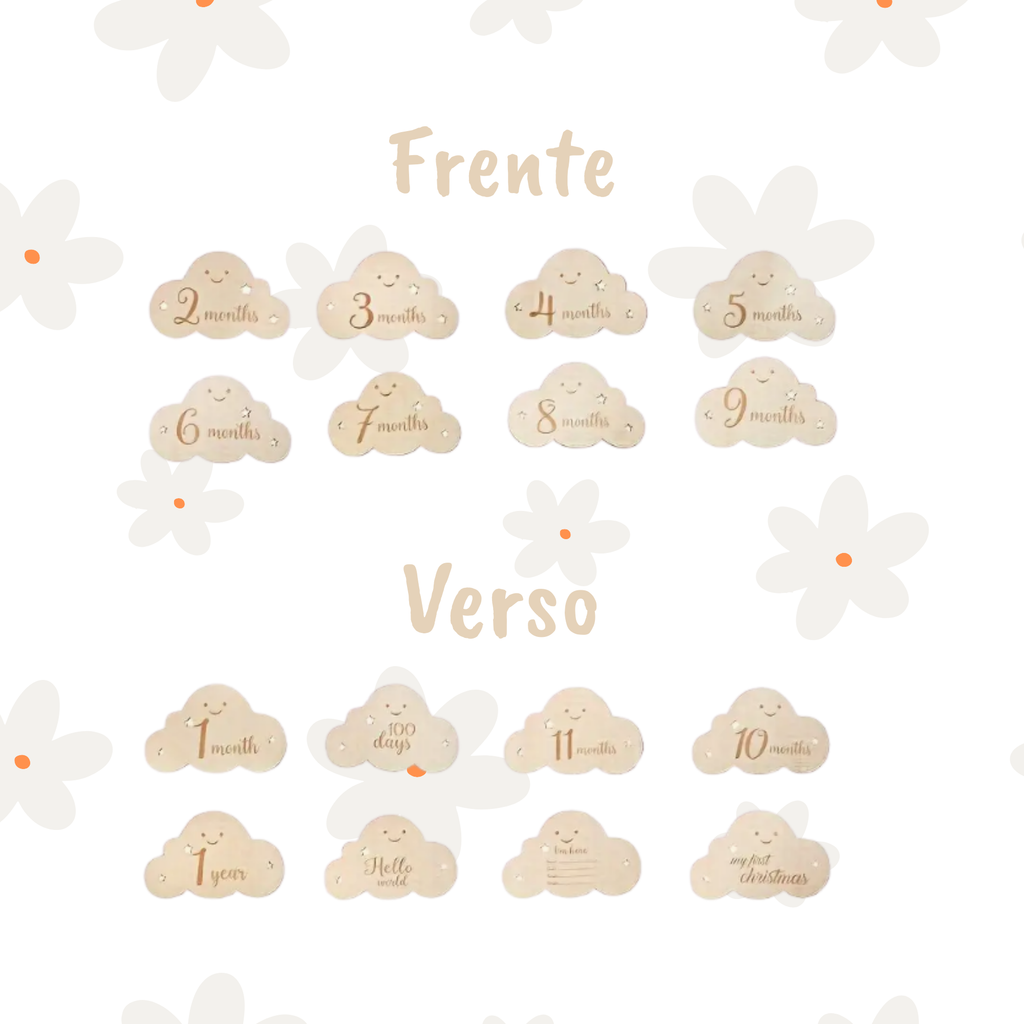 🌤️ Placas de Nascimento – Regista cada mês com ternura!