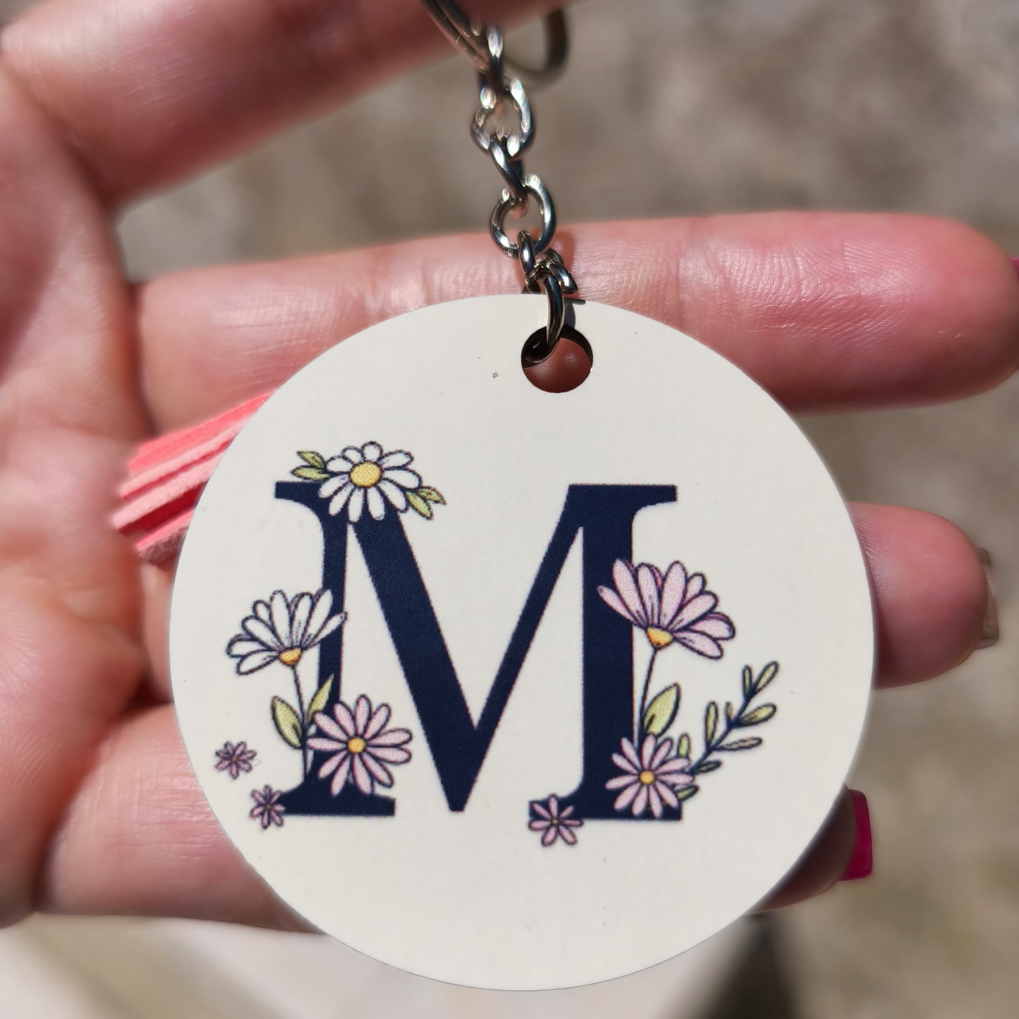 Porta-chaves Personalizado – Inicial com Flores