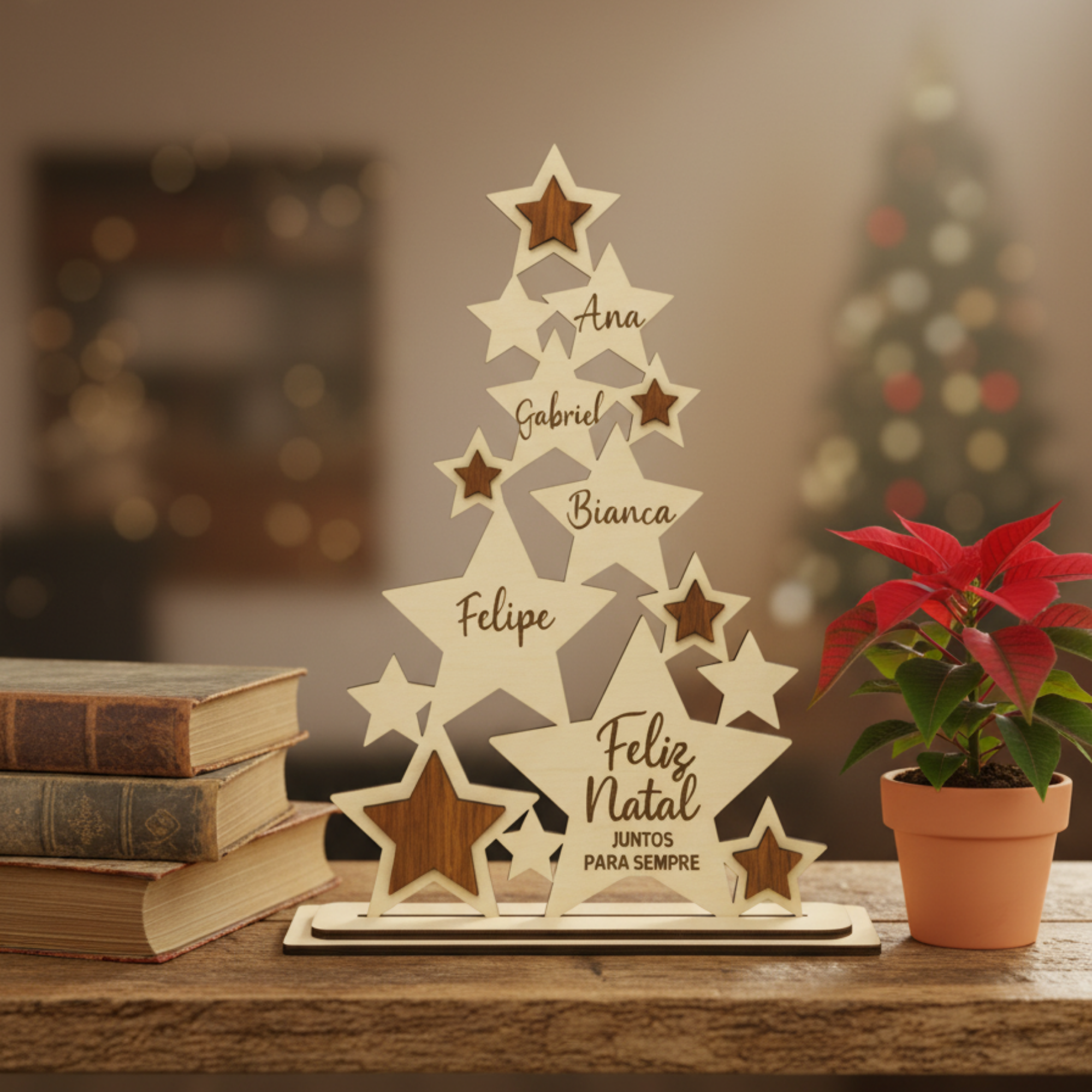 Árvore de Natal Personalizada em MDF com Nomes