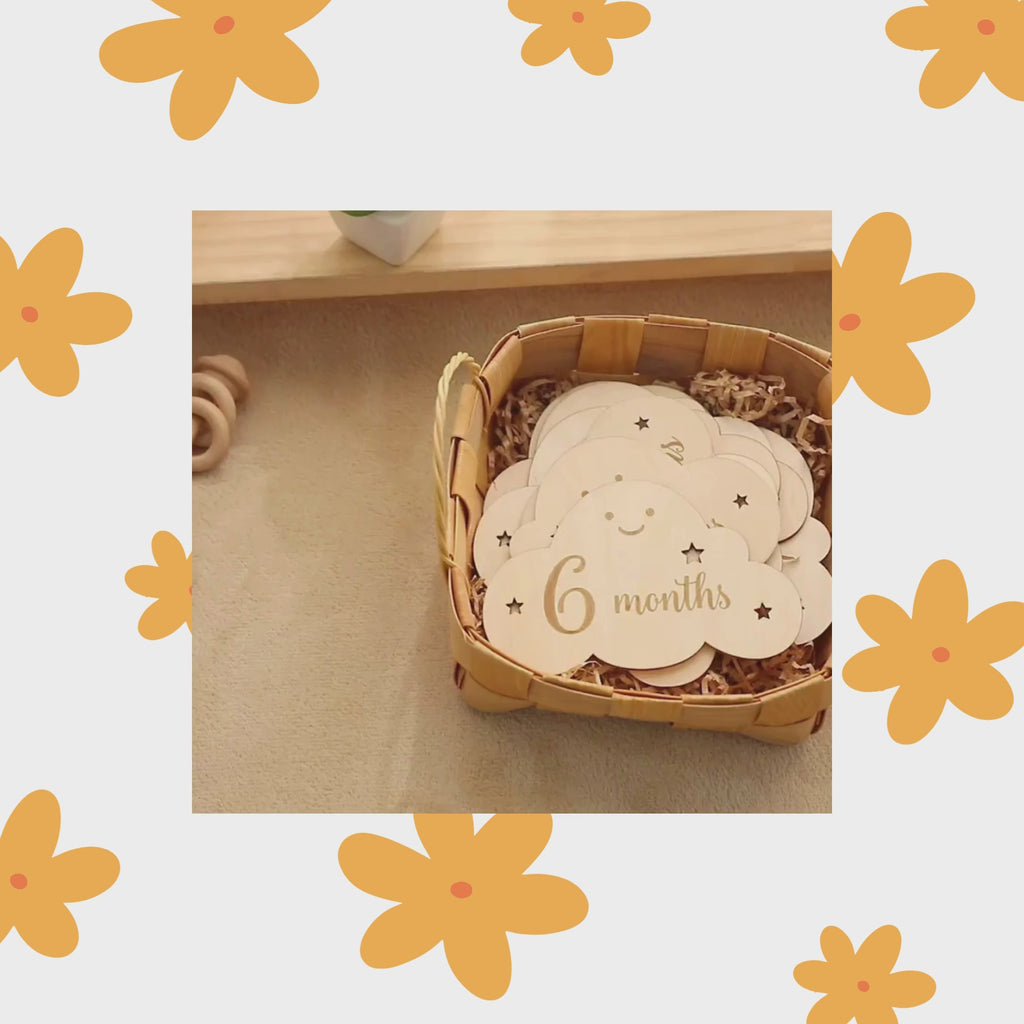 🌤️ Placas de Nascimento – Regista cada mês com ternura!